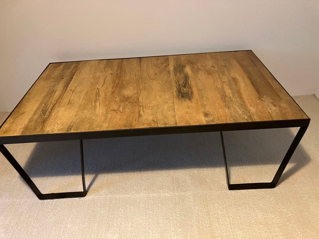 ナチュラルウッド長方形テーブル ブラックフレーム　アイアン