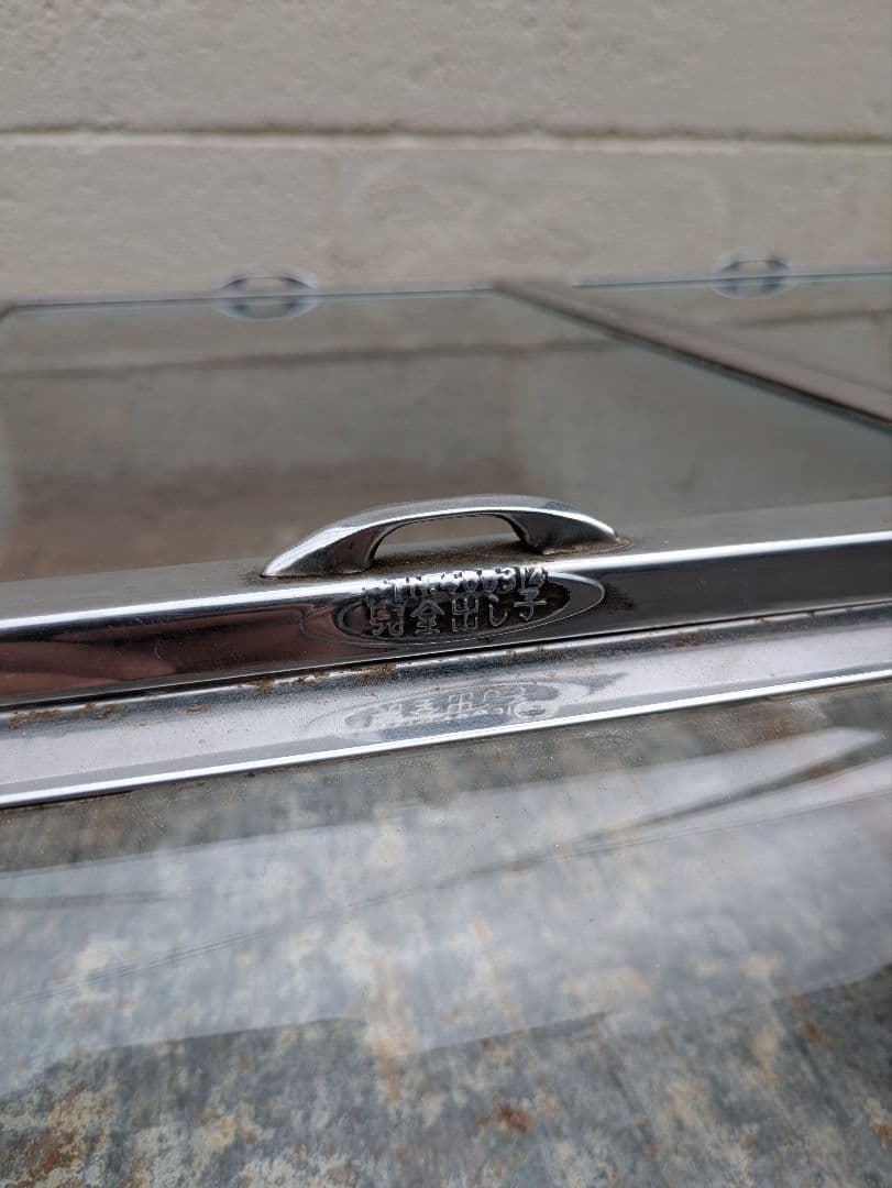 昭和レトロ 陳列台 展示ケース ショーケース ブリキ 木製台付き 駄菓子屋