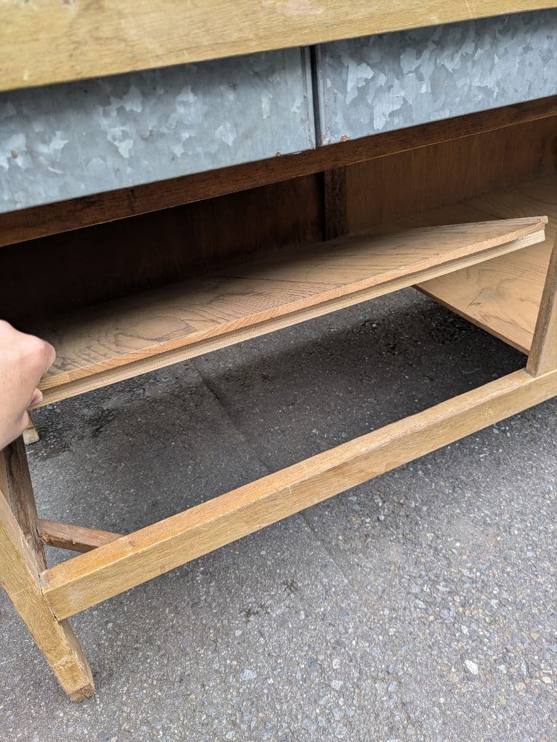 昭和レトロ 陳列台 展示ケース ショーケース ブリキ 木製台付き 駄菓子屋