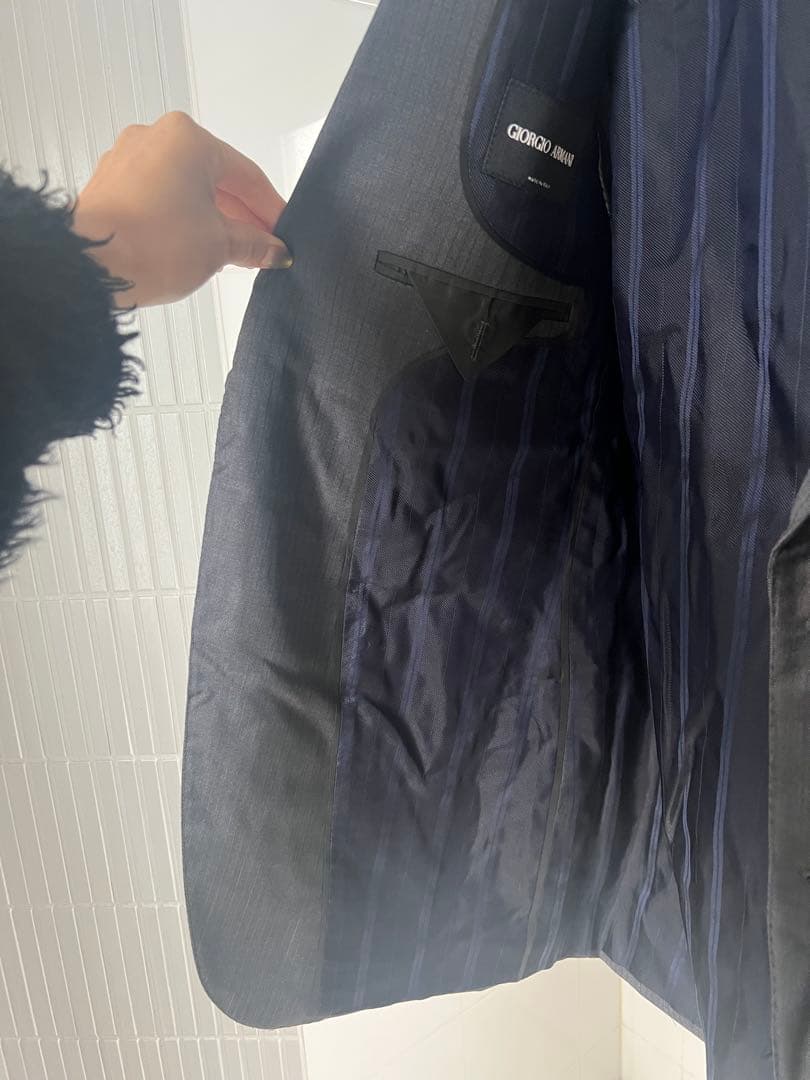 グレー ストライプ スーツジャケット 2つボタン