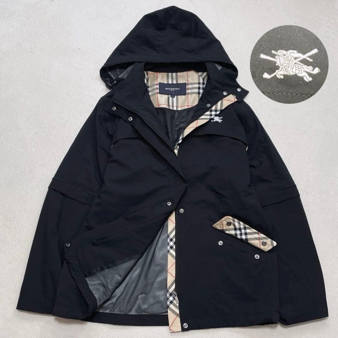 バーバリーゴルフ ナイロンジャケット 3way ノバチェック L ロゴ刺繍