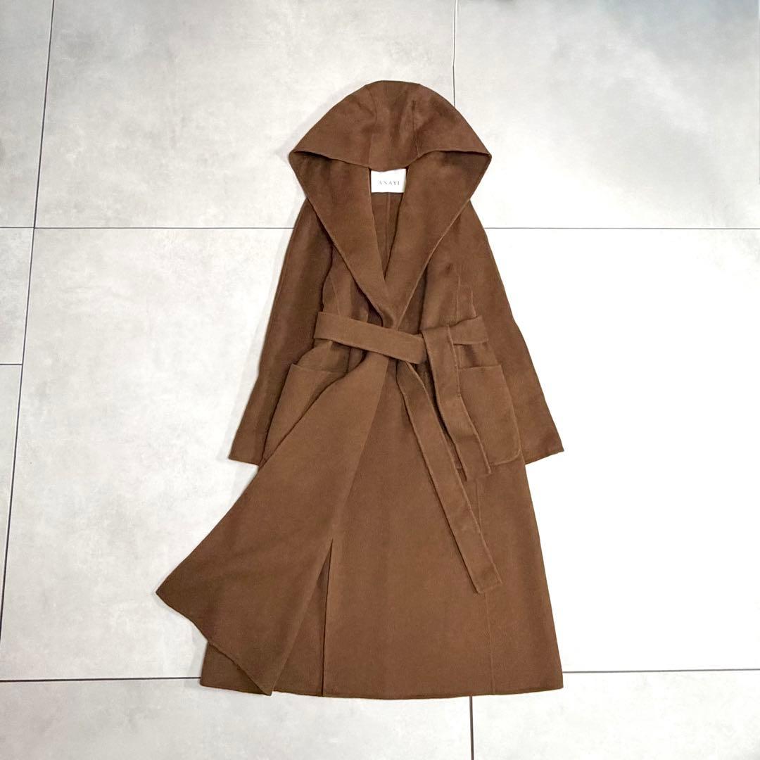 Pokoさま 美品✨アナイ　近年　シャルムビーバーフード コート　ブラウン　38