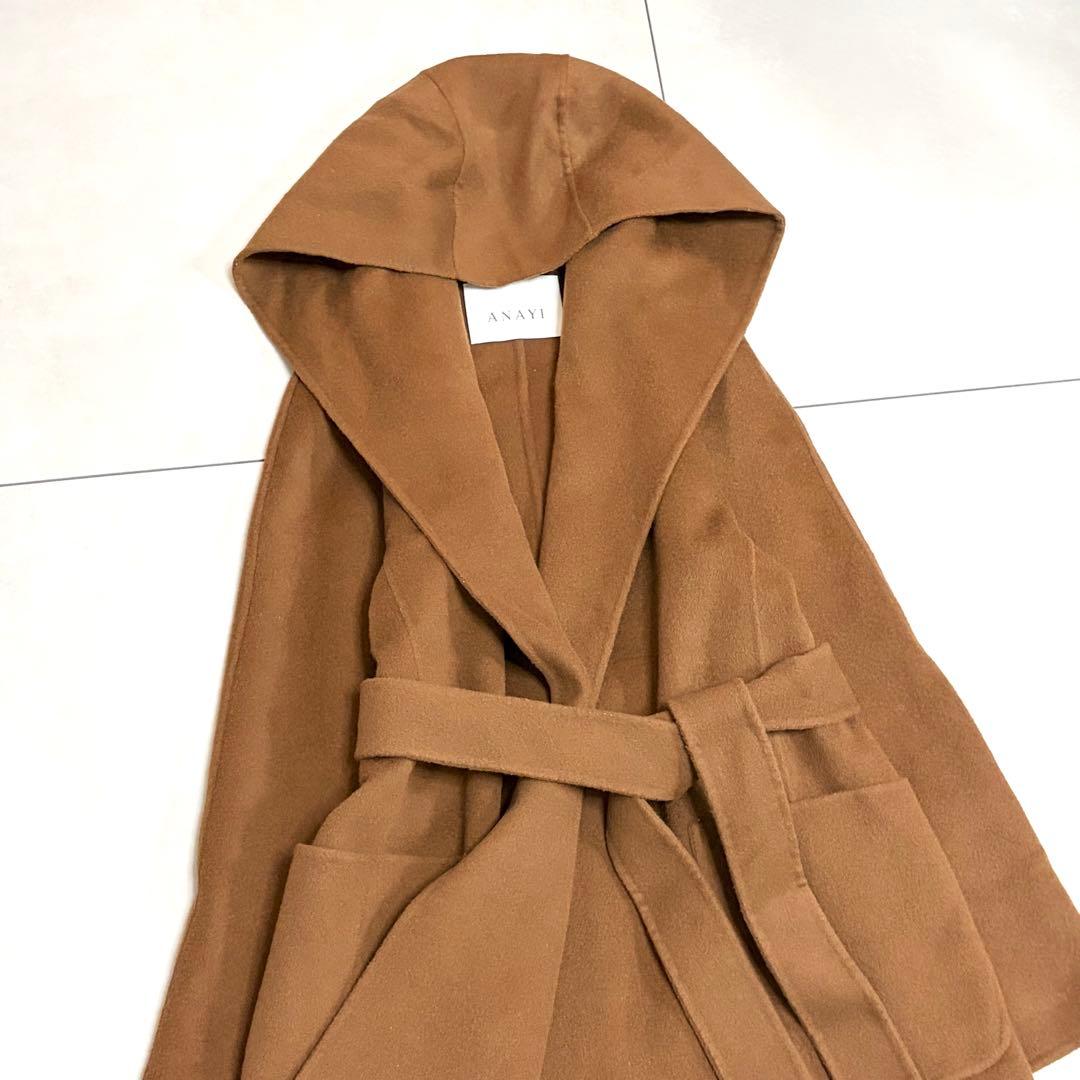Pokoさま 美品✨アナイ　近年　シャルムビーバーフード コート　ブラウン　38
