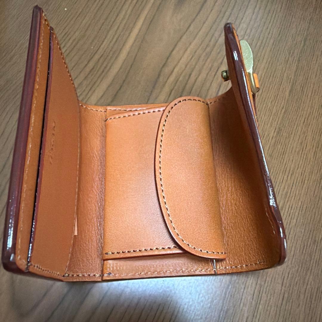 鞄のいたがき　栃木レザー 鞍 コンパクト財布 三つ折りウォレット