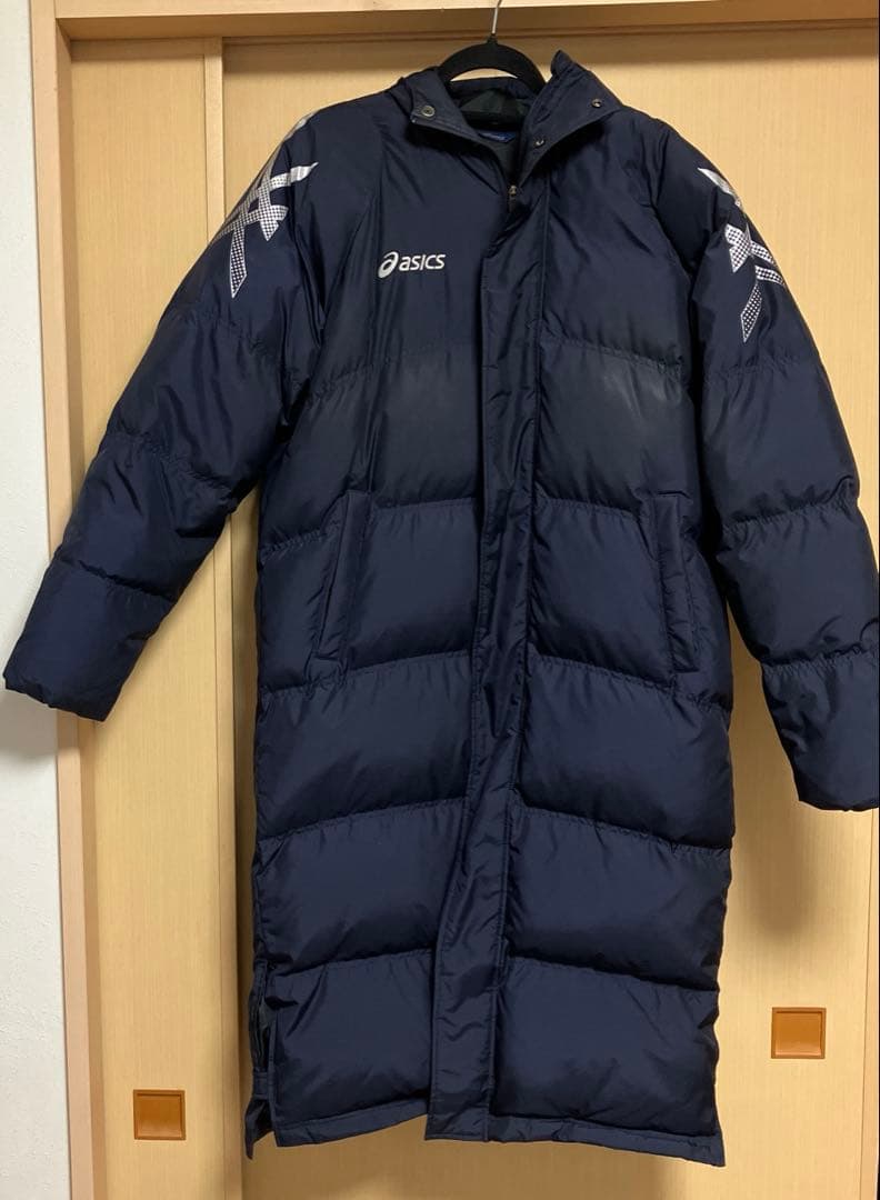asics ベンチコート　ダウンロングコート　XA731N サイズL ネイビー