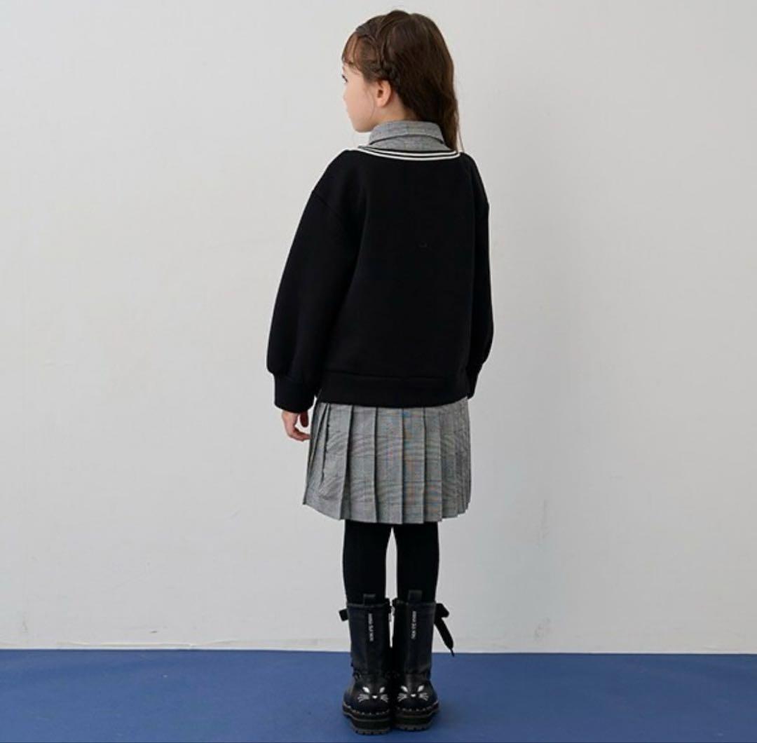 くまくまかぞく様アナスイミニ ワンピース グレンチェックレイヤード風ワンピース