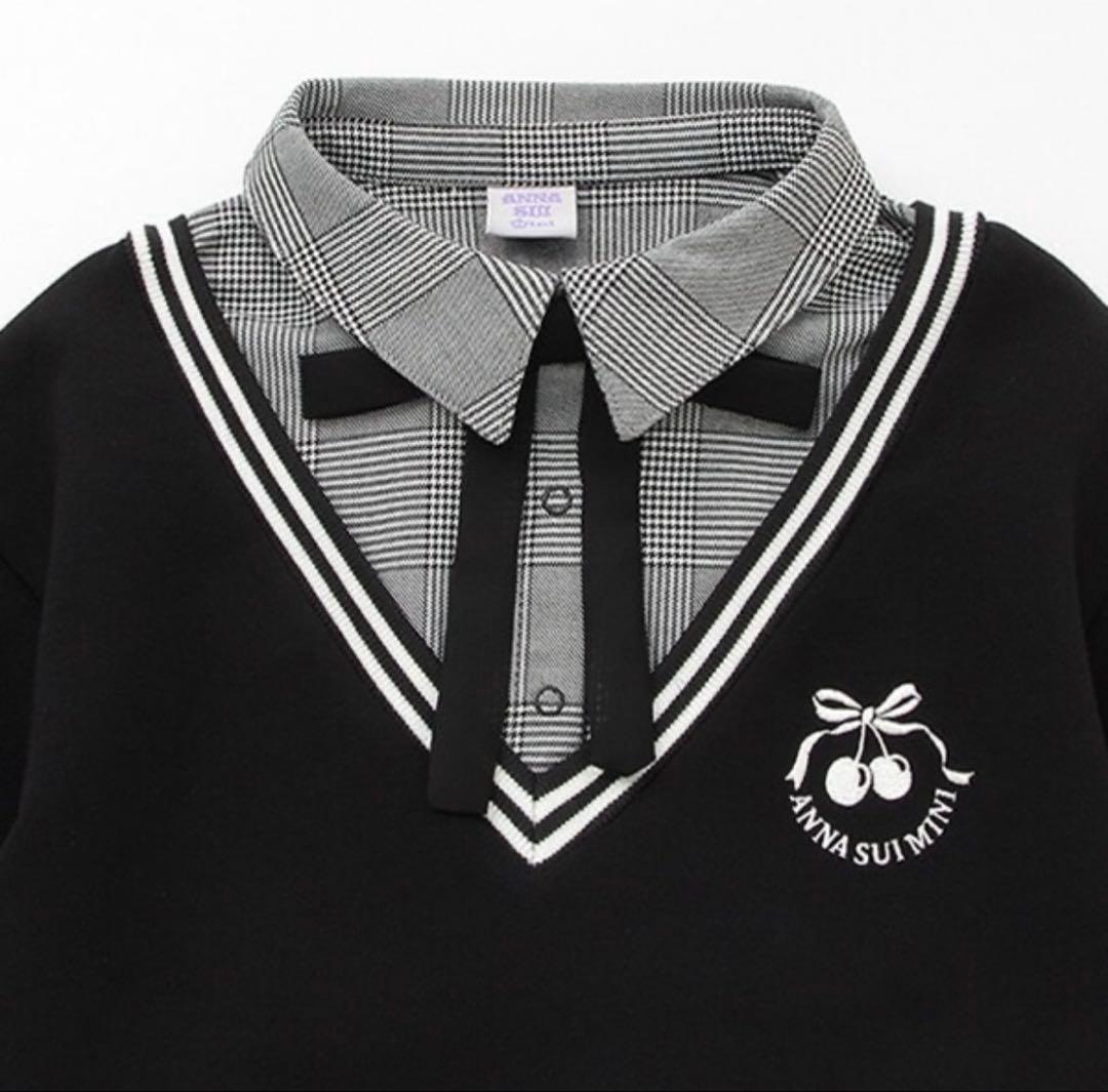 くまくまかぞく様アナスイミニ ワンピース グレンチェックレイヤード風ワンピース