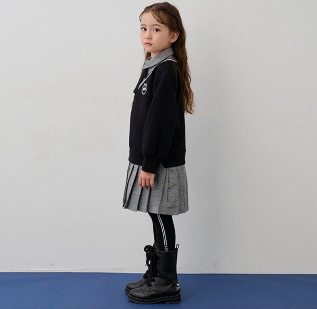 くまくまかぞく様アナスイミニ ワンピース グレンチェックレイヤード風ワンピース