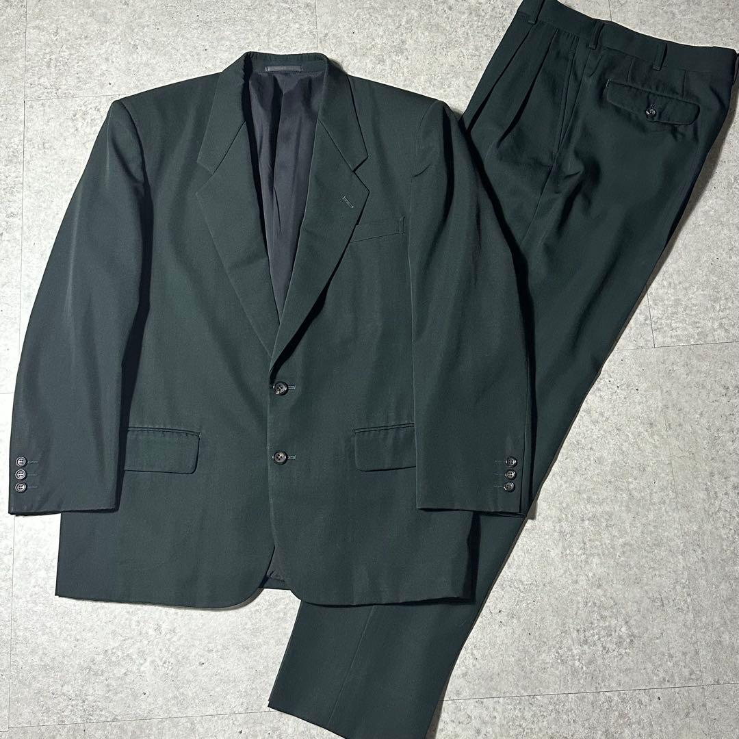 美品 コムデギャルソンオム 田中オム ウールギャバ セットアップ ダークグリーン