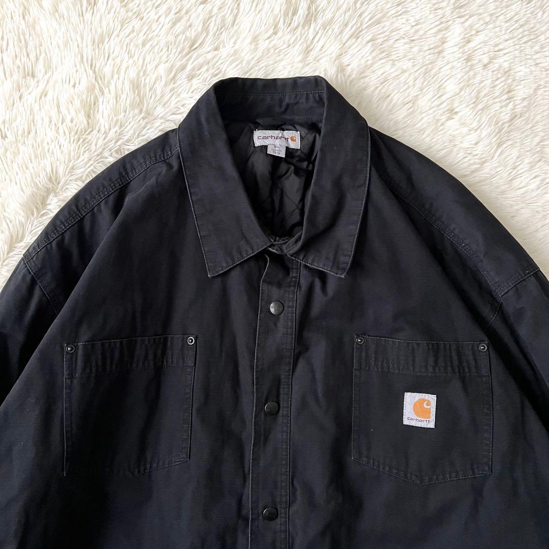 【希少4XL】Carhartt カバーオール 裏地キルティング ブラック