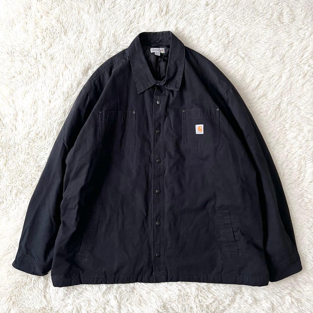 【希少4XL】Carhartt カバーオール 裏地キルティング ブラック