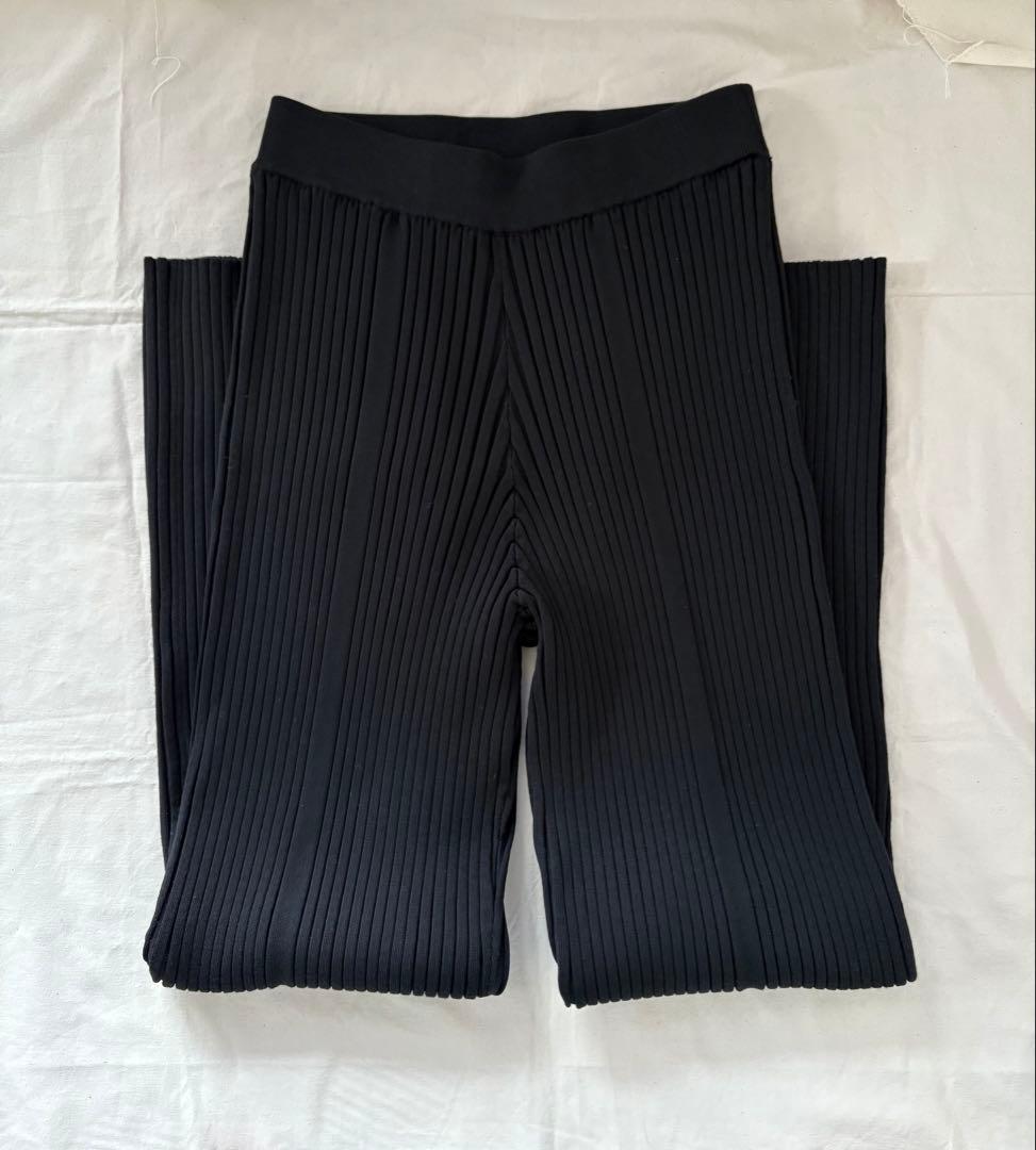 【HYKE/ハイク】ワイドリブセーターパンツ【ブラック/サイズ2】