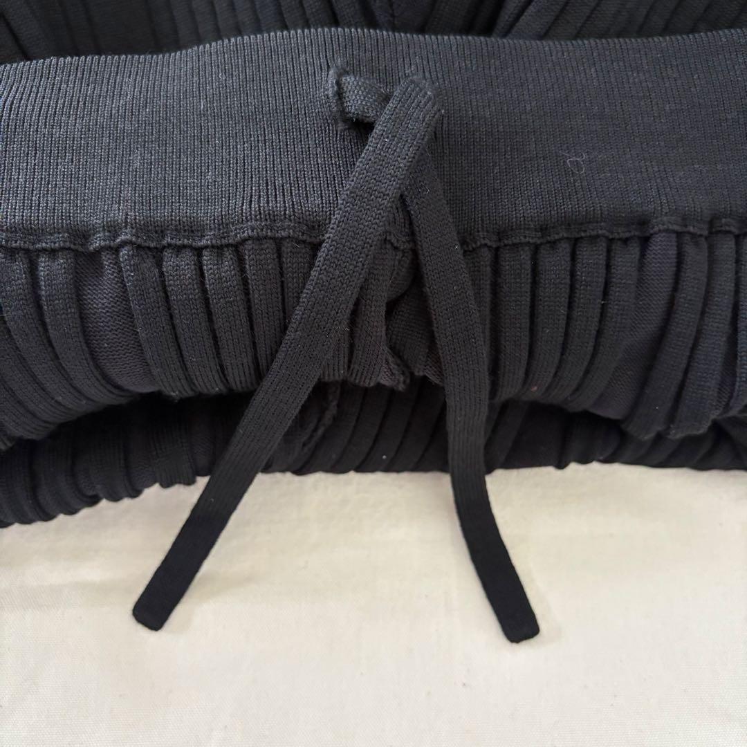 【HYKE/ハイク】ワイドリブセーターパンツ【ブラック/サイズ2】