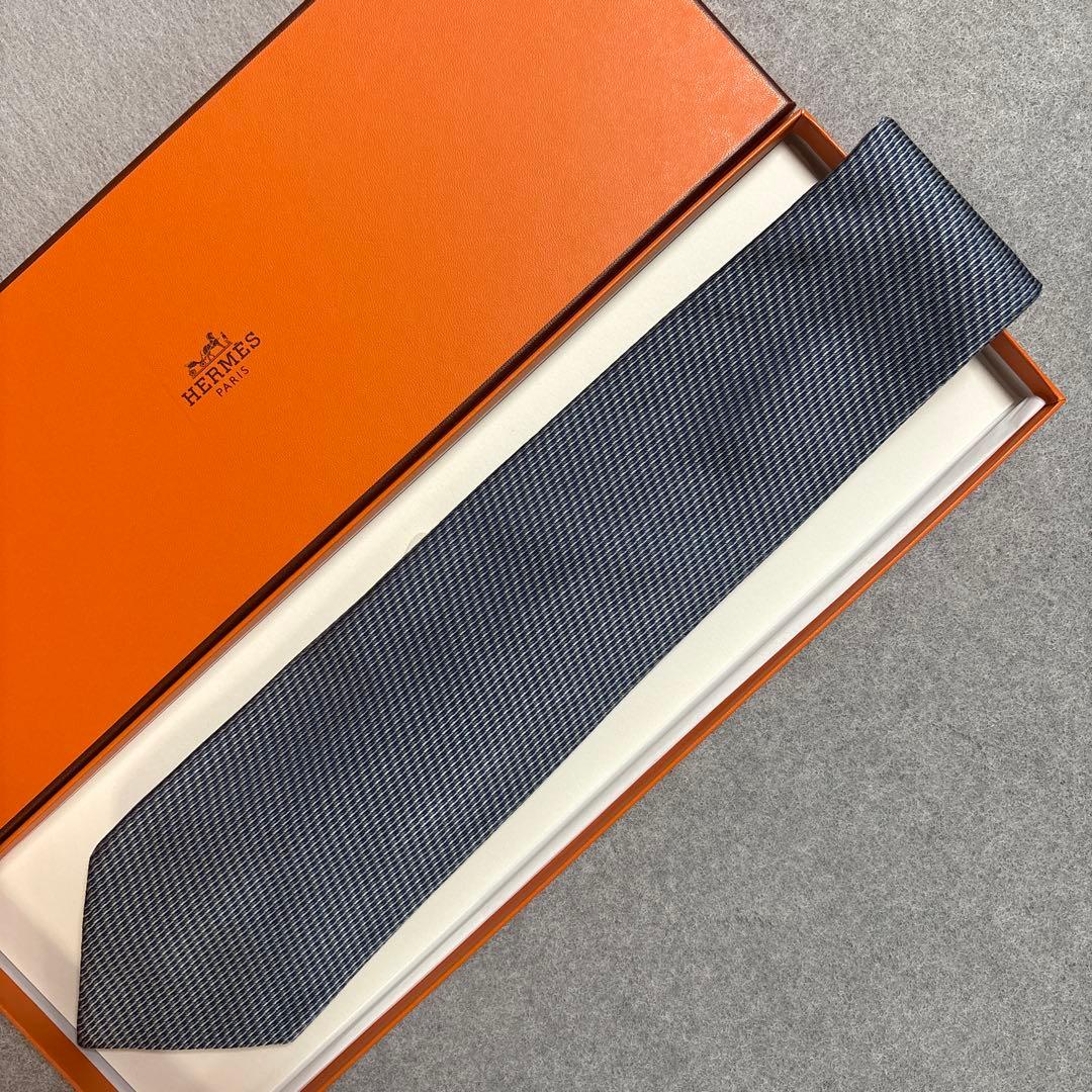 未使用タグ付 エルメス ネクタイ シルクジャガード