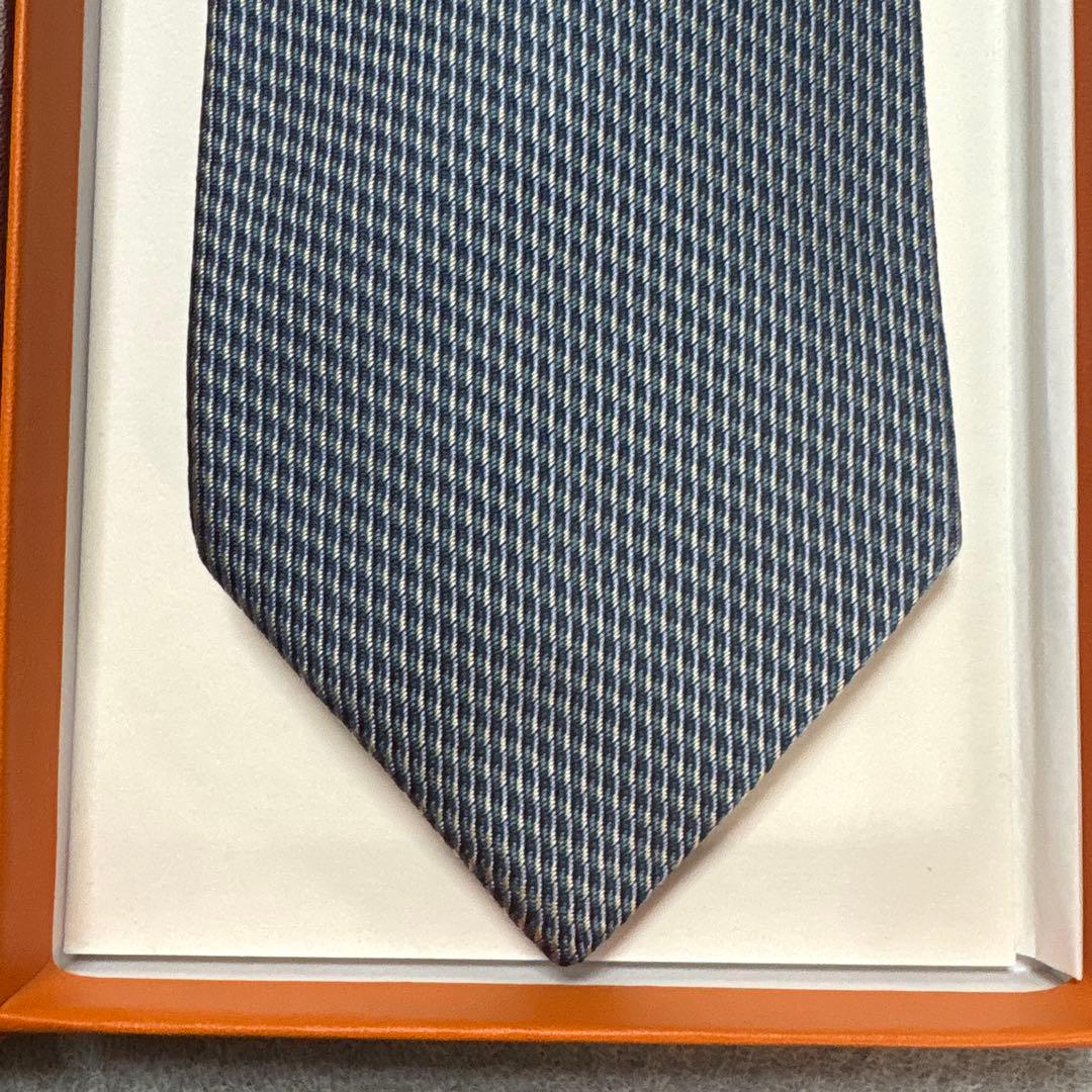 未使用タグ付 エルメス ネクタイ シルクジャガード