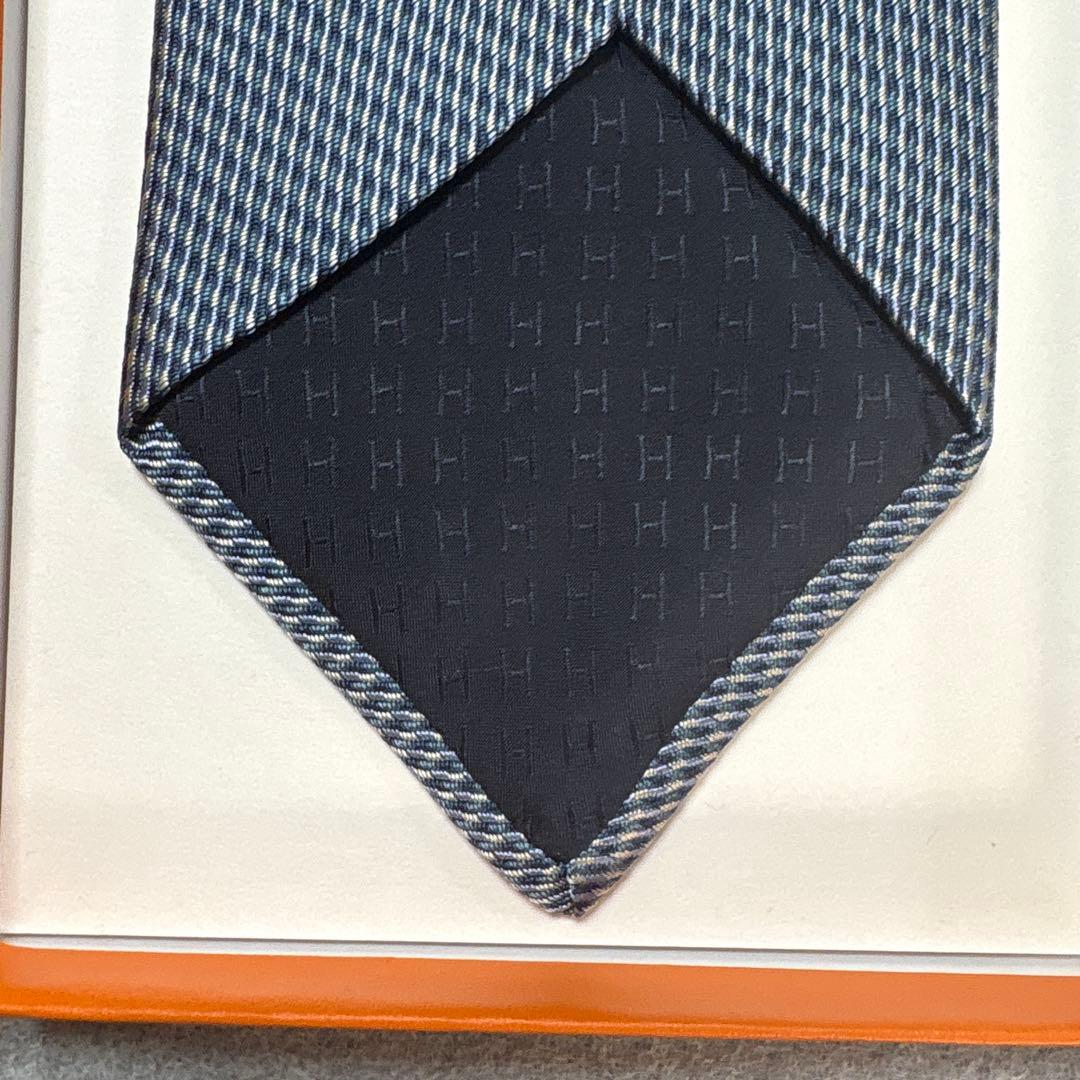 未使用タグ付 エルメス ネクタイ シルクジャガード