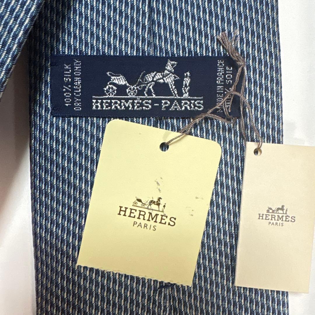 未使用タグ付 エルメス ネクタイ シルクジャガード