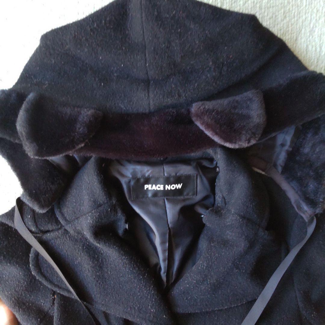 【PEACE NOW】猫耳フード付きブラックショートコート