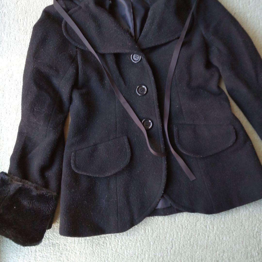 【PEACE NOW】猫耳フード付きブラックショートコート