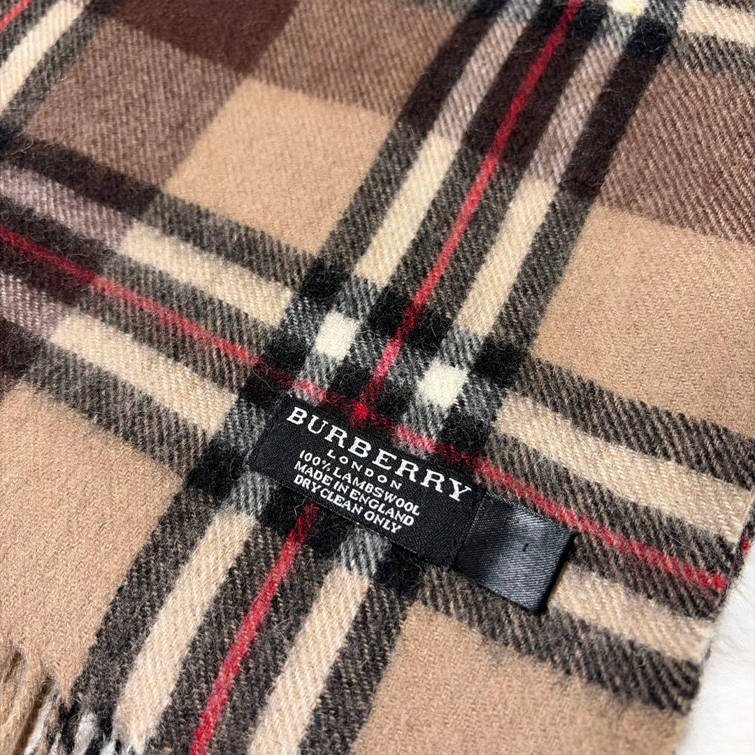 希少色 BURBERRY バーバリー ラムウール チェック柄 長め マフラー