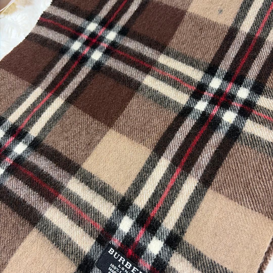 希少色 BURBERRY バーバリー ラムウール チェック柄 長め マフラー