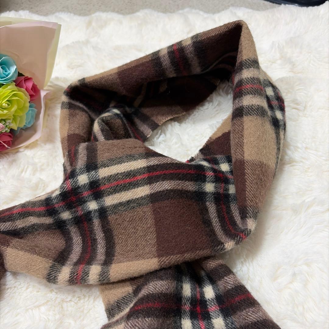 希少色 BURBERRY バーバリー ラムウール チェック柄 長め マフラー