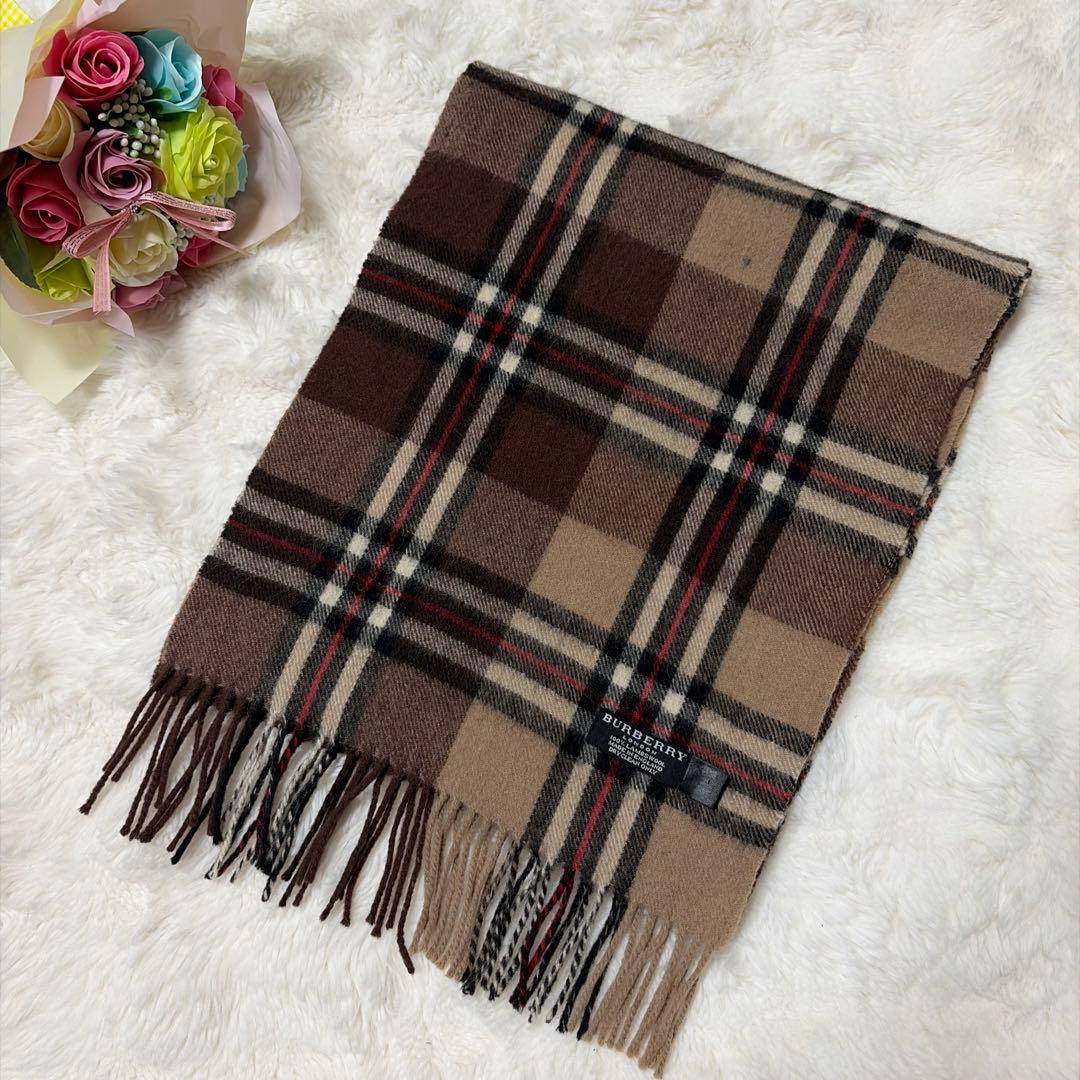 希少色 BURBERRY バーバリー ラムウール チェック柄 長め マフラー