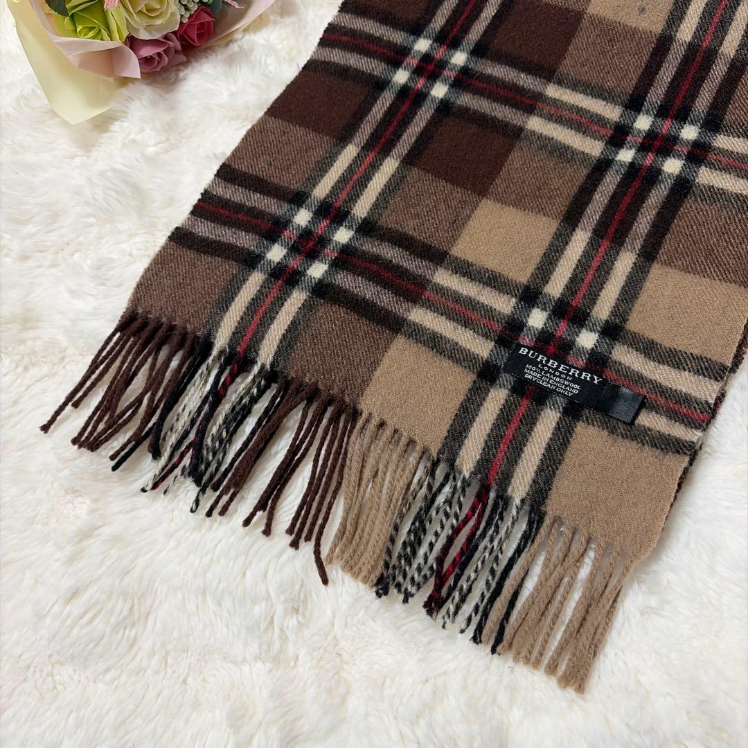 希少色 BURBERRY バーバリー ラムウール チェック柄 長め マフラー