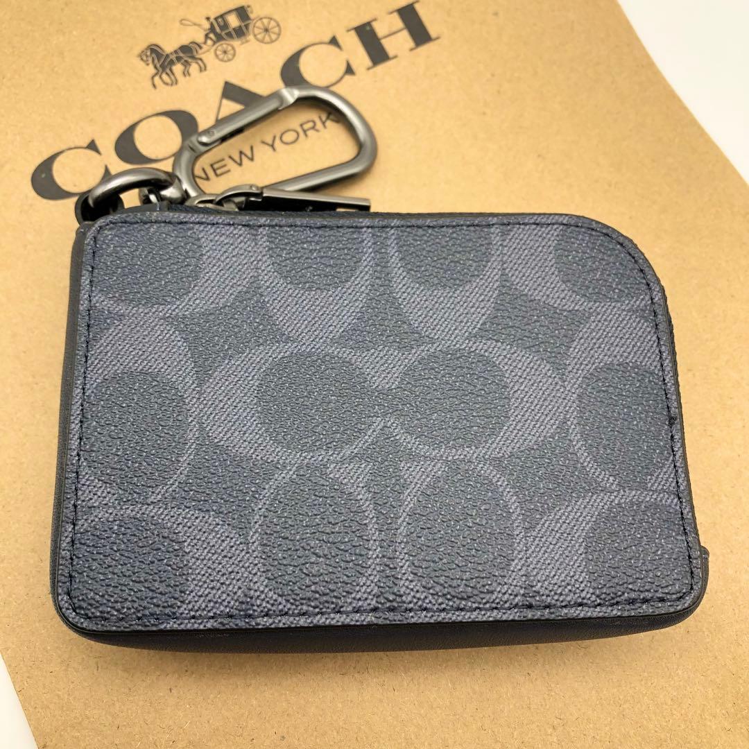 【COACH☆新品】デニム☆Lジップ キー ケース シグネチャー キャンバス☆