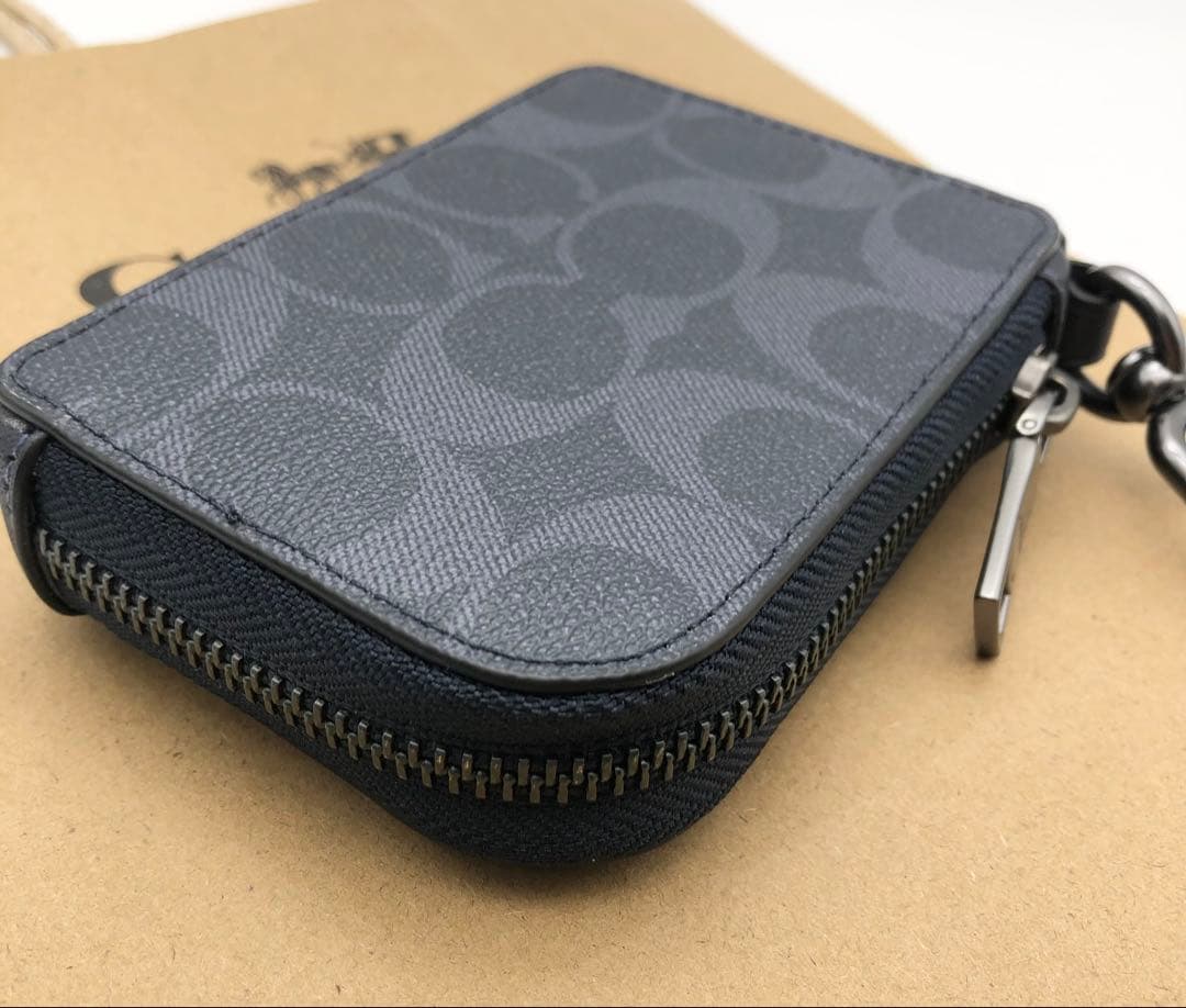 【COACH☆新品】デニム☆Lジップ キー ケース シグネチャー キャンバス☆