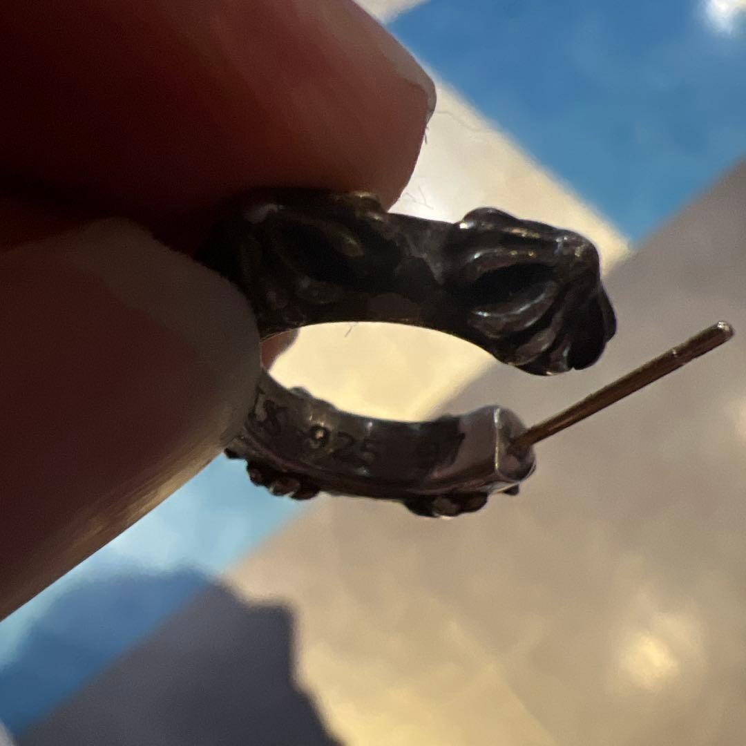 クロムハーツ クロスバンド フープ ピアス シルバー SV925 片耳キャッチ無