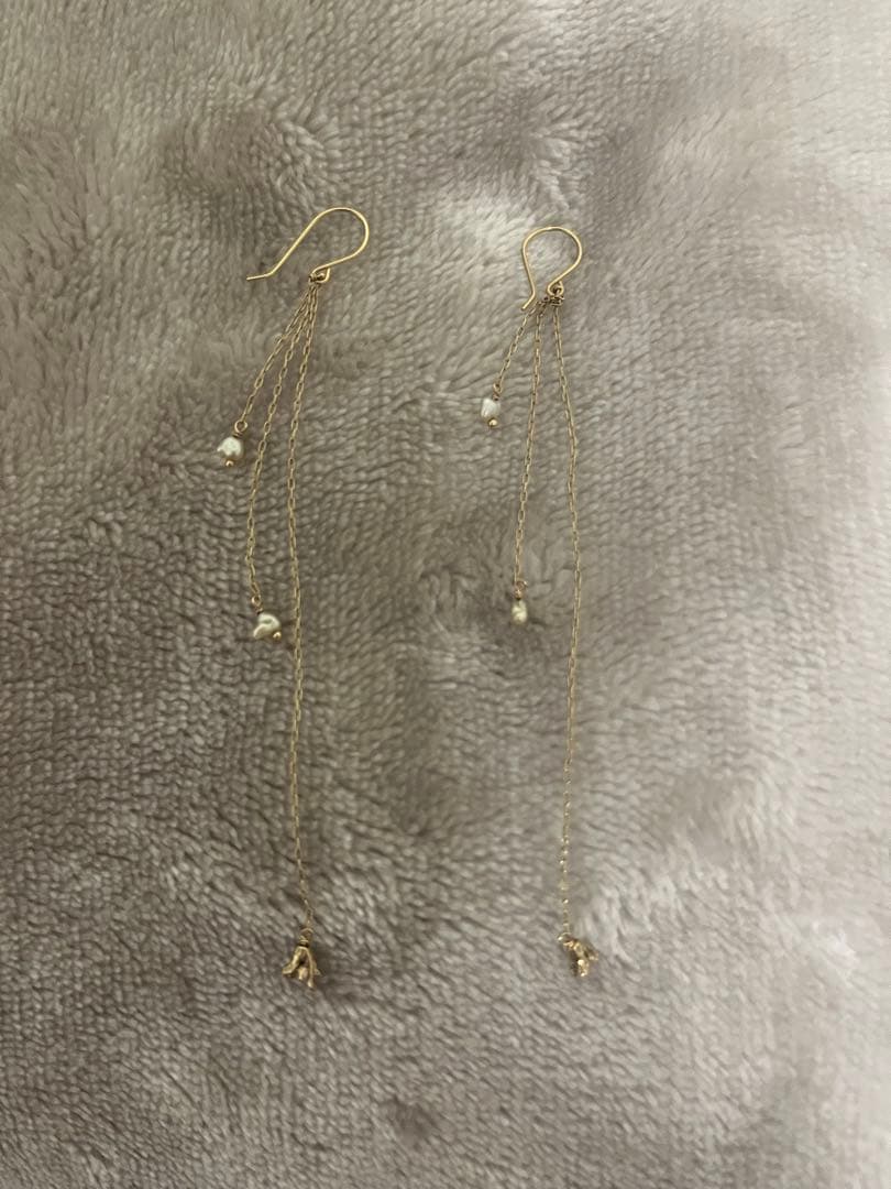 【美品】KAORU K18・K10・パールロングピアス