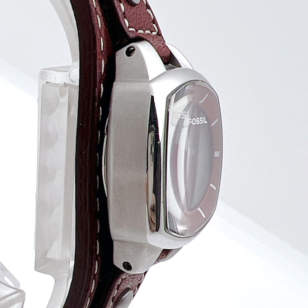 【美品】FOSSIL BIG TIC フラワー 花 腕時計 レザー 稼働品 廃盤