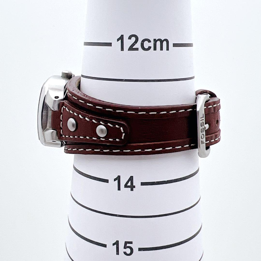 【美品】FOSSIL BIG TIC フラワー 花 腕時計 レザー 稼働品 廃盤