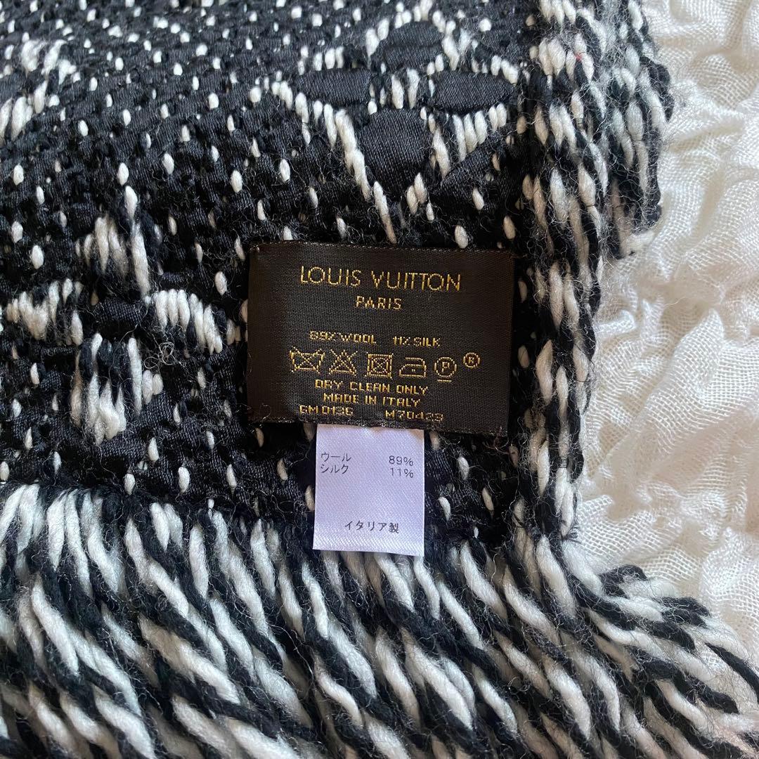 ルイヴィトン　マフラー　ショール　エシャルプロゴマニア　黒　ブラック