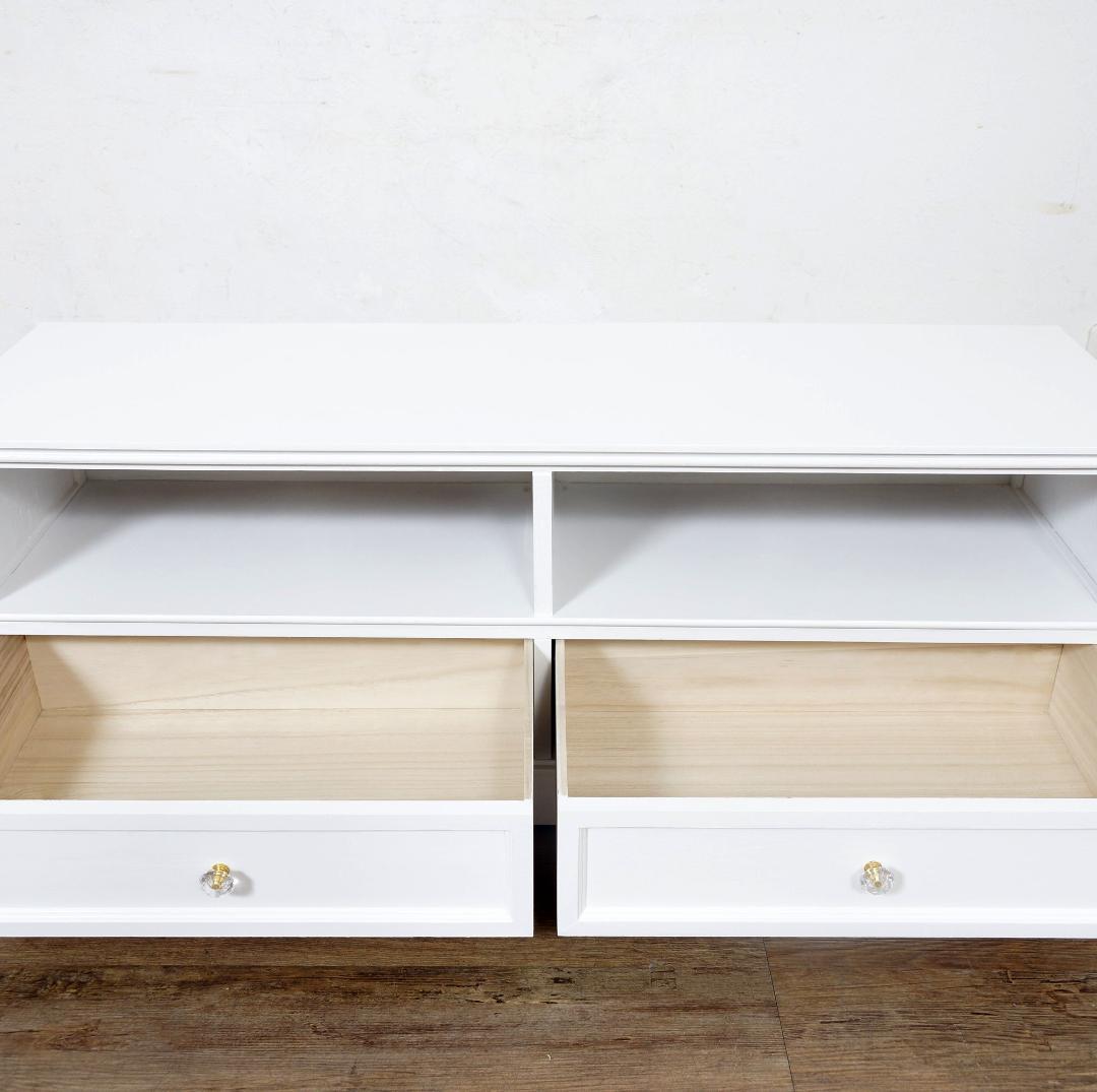 完成品　テレビボード　テレビ台　クリスタル風取っ手 ワイド110cm