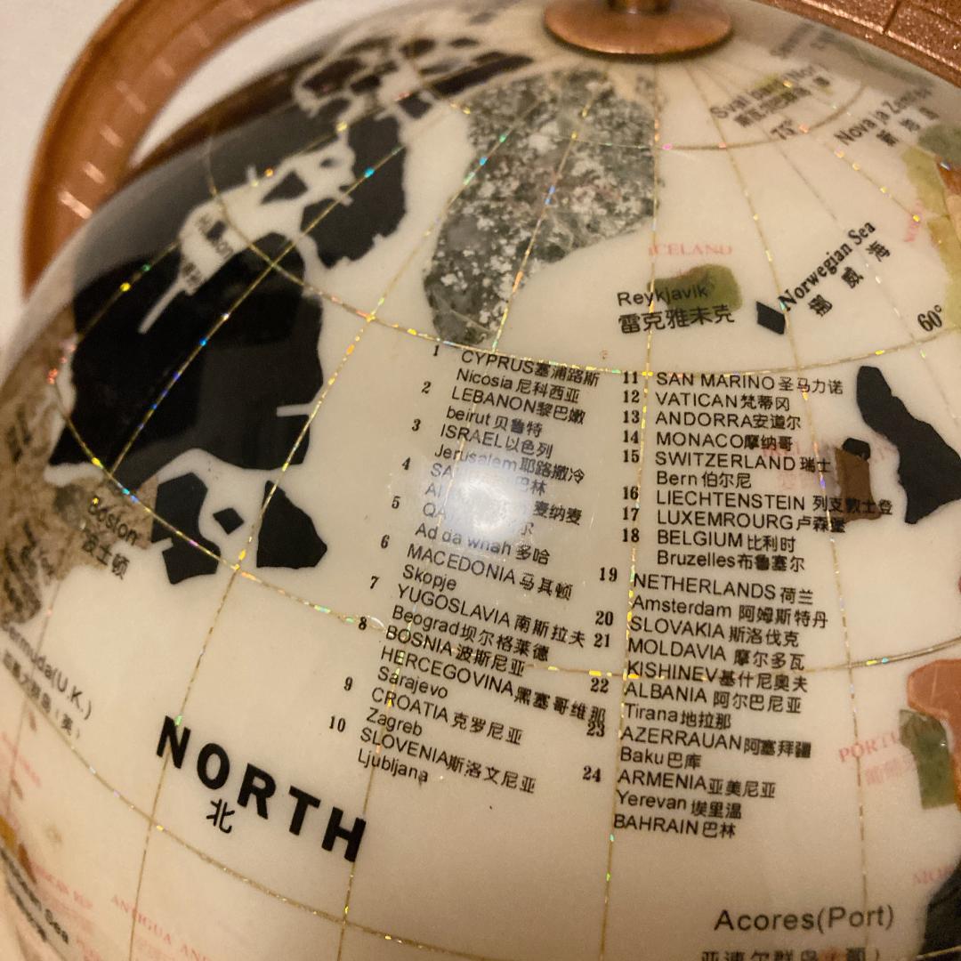 宝石地球儀 大型 天然石 パワーストーン 卓上 高級インテリア 3脚