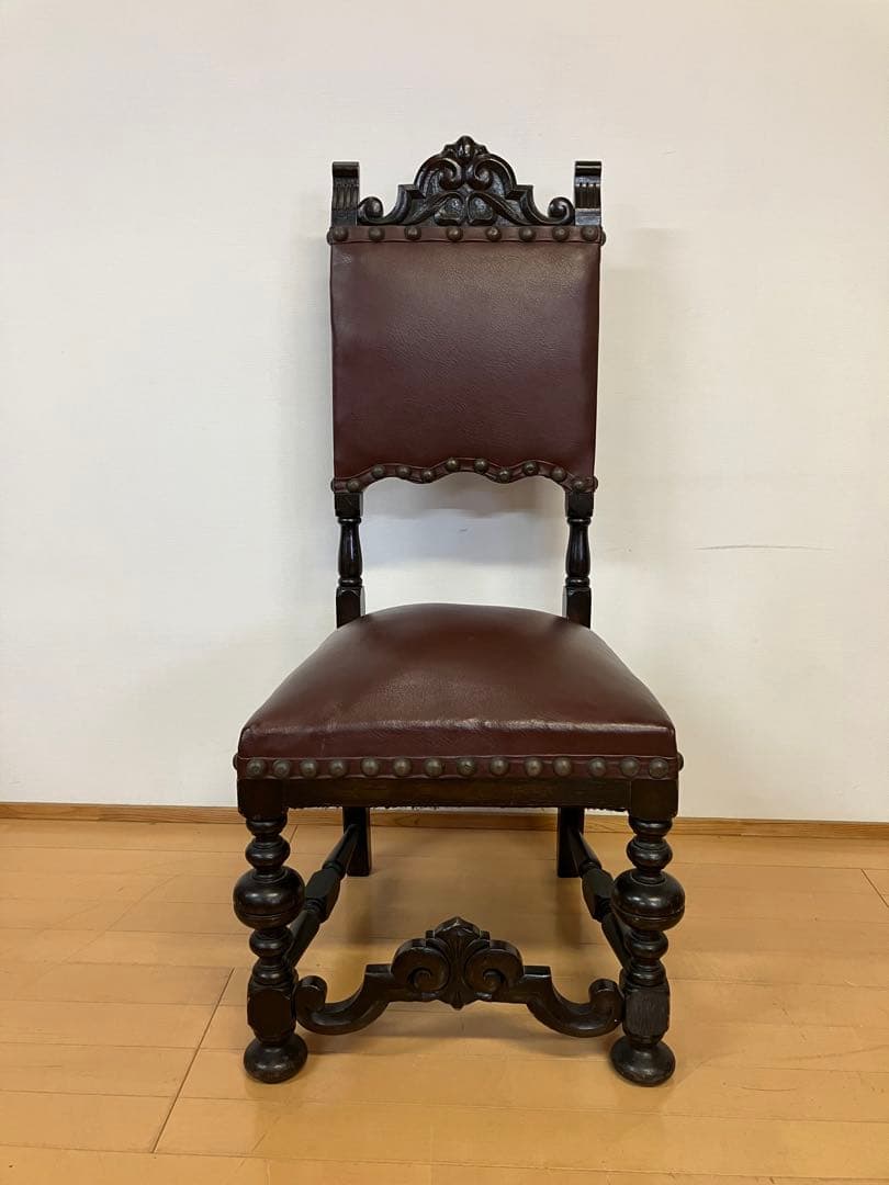 アンティーク　ハイバックチェア　アンティークチェア　検】イタリア　イギリス　鋲打