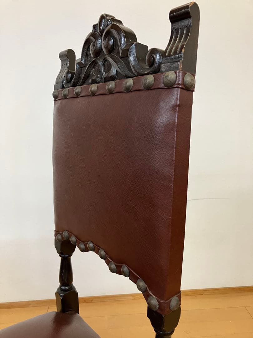 アンティーク　ハイバックチェア　アンティークチェア　検】イタリア　イギリス　鋲打