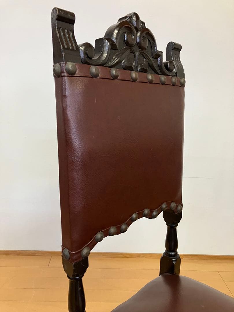 アンティーク　ハイバックチェア　アンティークチェア　検】イタリア　イギリス　鋲打