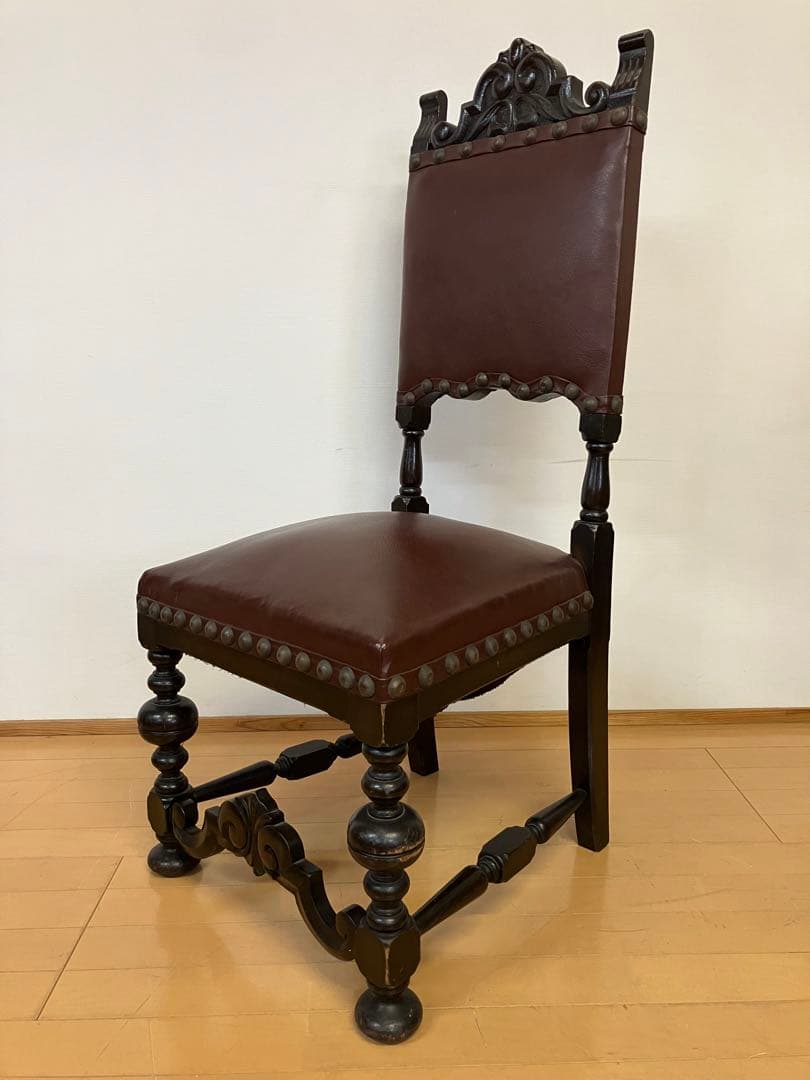 アンティーク　ハイバックチェア　アンティークチェア　検】イタリア　イギリス　鋲打