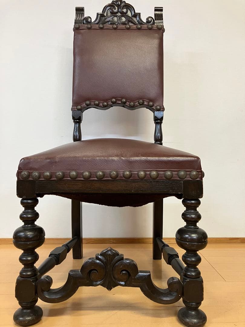 アンティーク　ハイバックチェア　アンティークチェア　検】イタリア　イギリス　鋲打