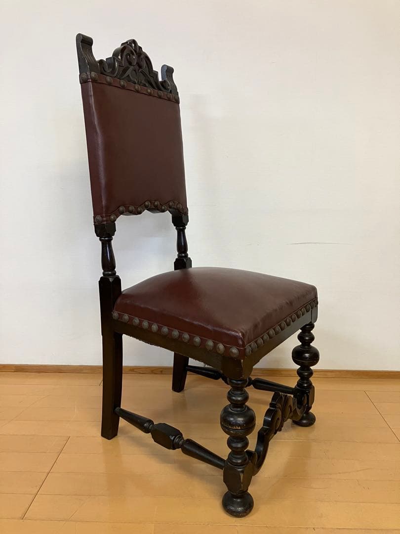 アンティーク　ハイバックチェア　アンティークチェア　検】イタリア　イギリス　鋲打