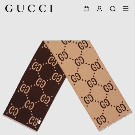 GUCCI グッチ マフラー GGジャカード ウールシルク スカーフ