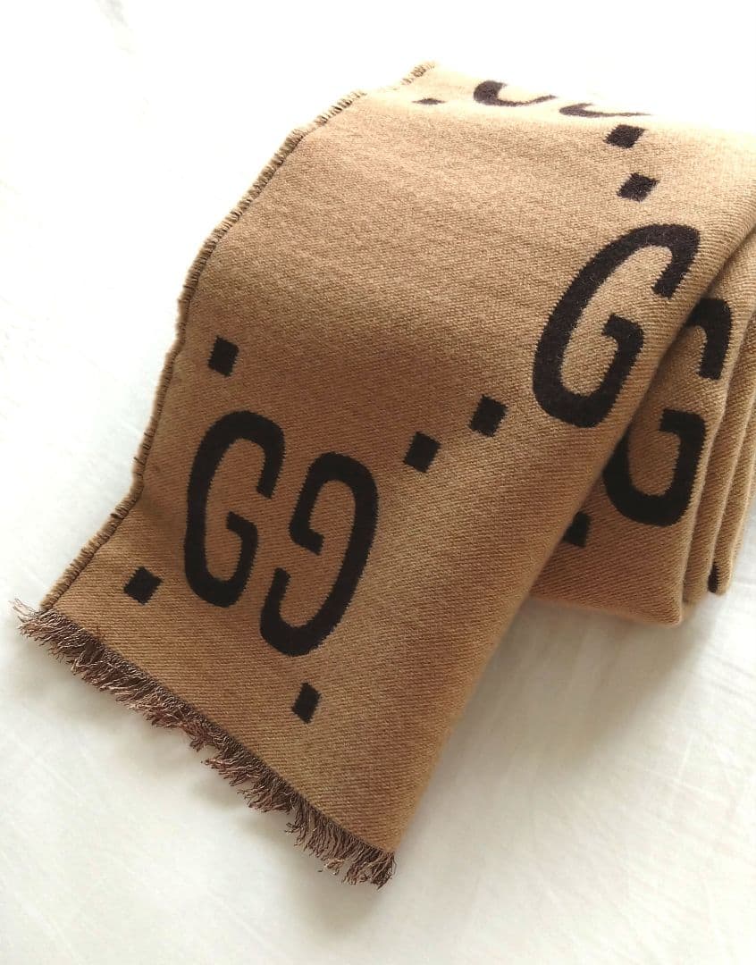GUCCI グッチ マフラー GGジャカード ウールシルク スカーフ