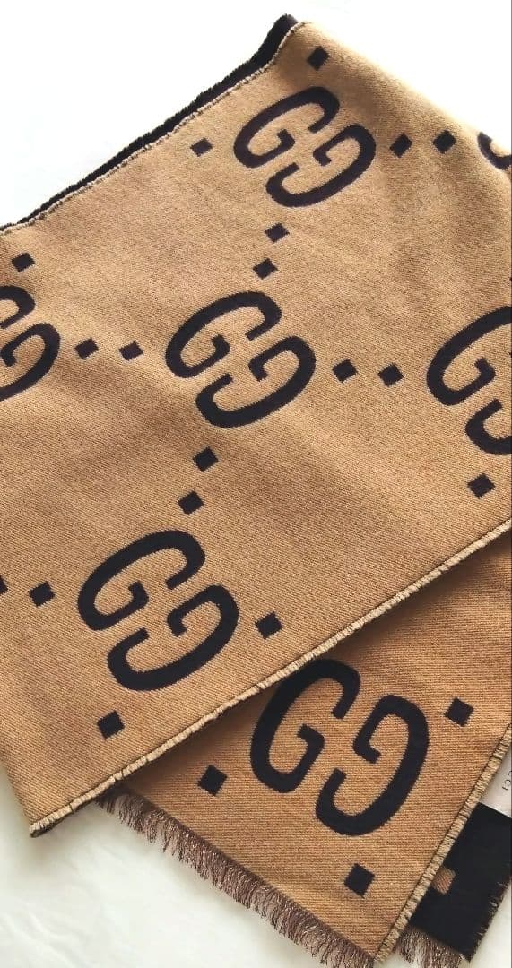 GUCCI グッチ マフラー GGジャカード ウールシルク スカーフ