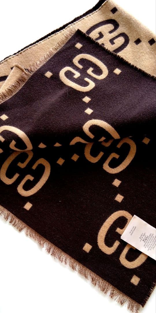 GUCCI グッチ マフラー GGジャカード ウールシルク スカーフ