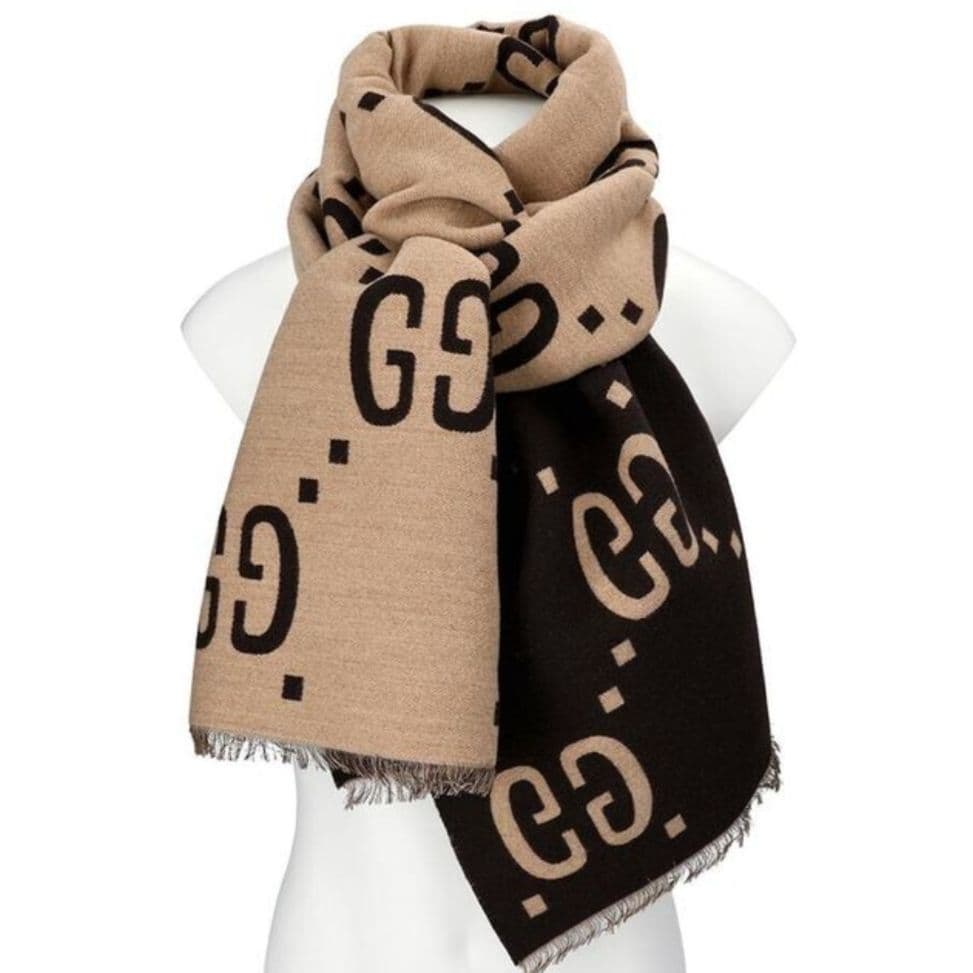 GUCCI グッチ マフラー GGジャカード ウールシルク スカーフ