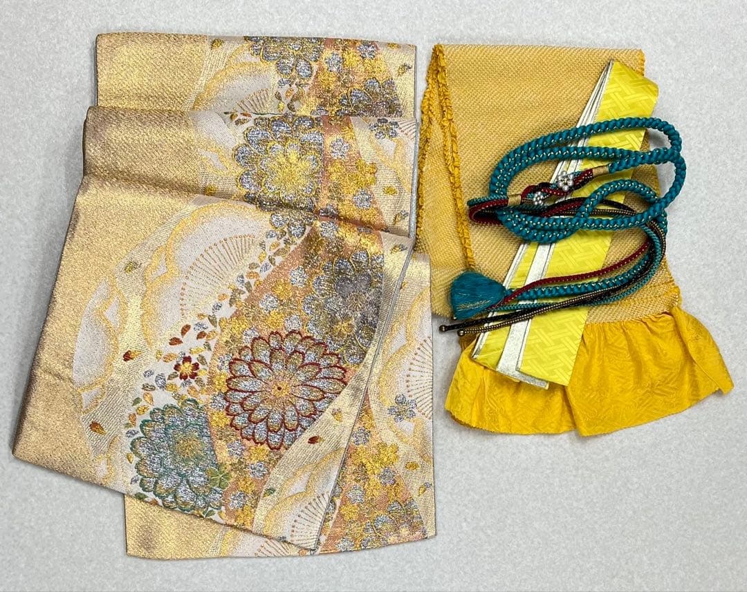 振り袖　フルセット　別誂長襦袢付　ブルー　成人式　金彩加工　金通し　714