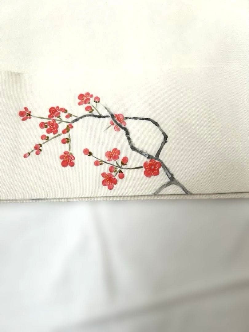 ●高級 正絹 落款 作家物 塩瀬 梅の華　名古屋仕立て 名古屋帯